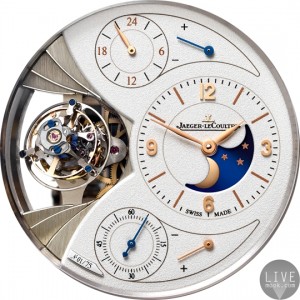 Jaeger-LeCoultre 积家Duomètre Sphérotourbillon Moon双翼立体双轴陀飞轮月相腕表_close-up dial