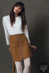 Look 1- Meredith Blouse, Rue Wool Skirt