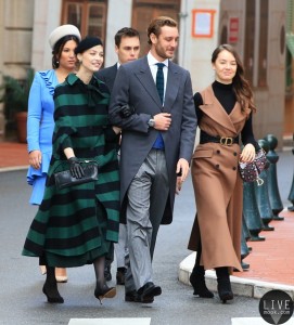 The royal family of Monaco going to the St. Nicholas Cathedral