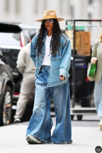 *EXCLUSIVE* Kelly Rowland rocks a double denim look while out in NYC